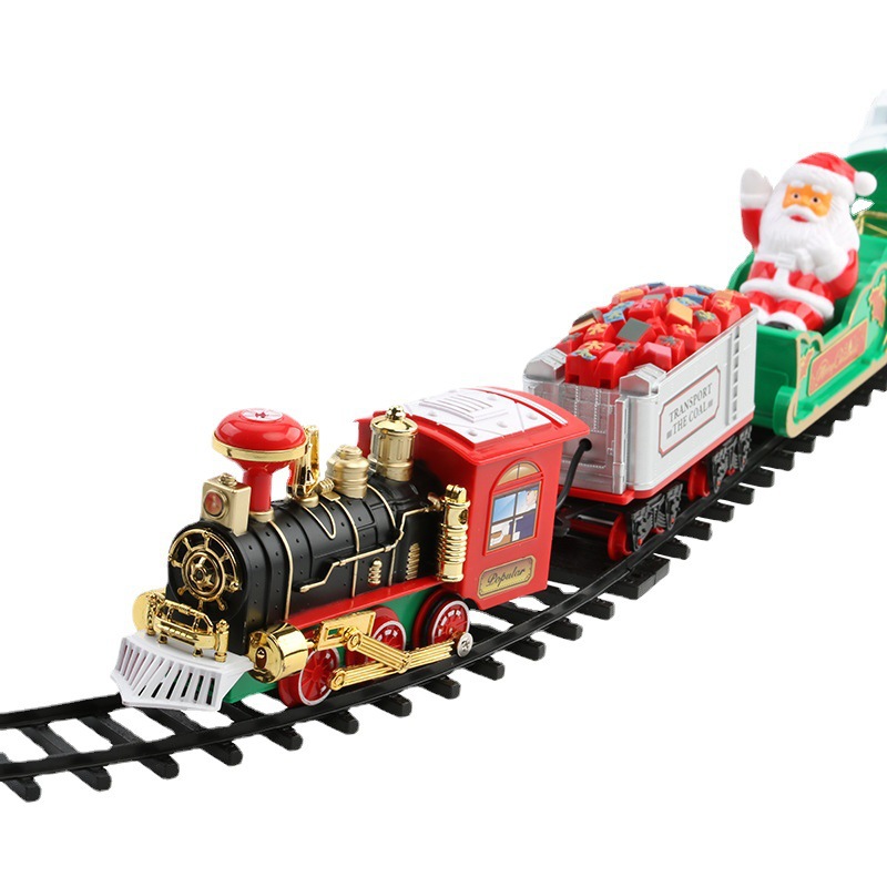 Kids Toys Xmas - مجموعة قطار الكريسماس الكهربائي مع أضواء