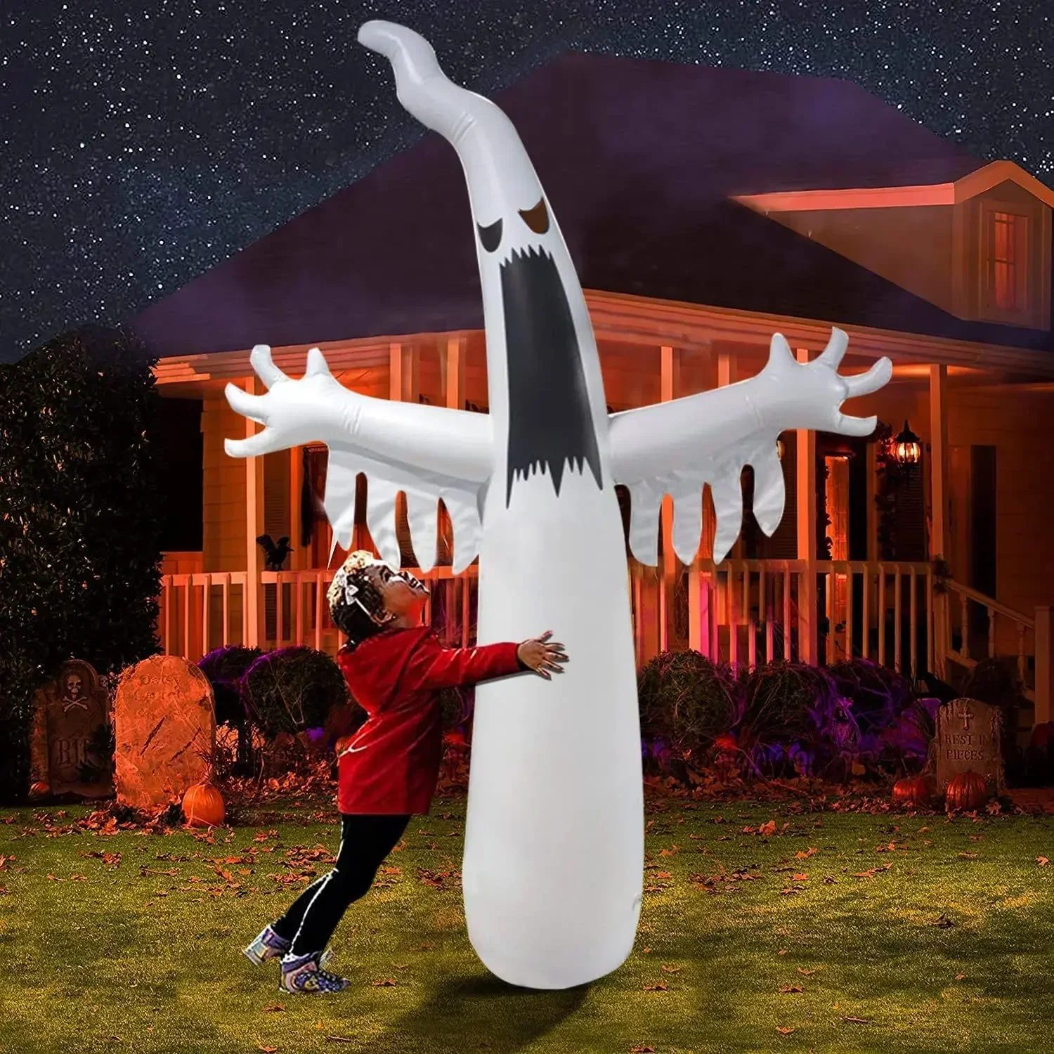 هالوين نفخ شبح مخيف مع أضواء L - مراجعة Kids Yard Toys وسعره